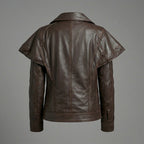 Heritage Brown Handmade Leather Biker Jacket for Women
