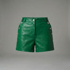 High-Waisted Genuine Leather Shorts for Women