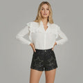 High-Waisted Studded Faux Leather Shorts for Women