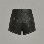 High-Waisted Studded Faux Leather Shorts for Women