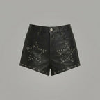 High-Waisted Studded Faux Leather Shorts for Women