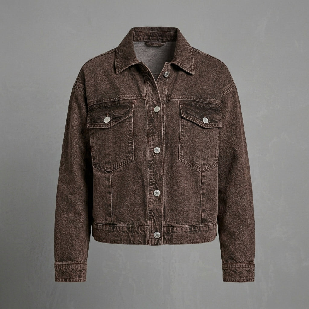 Hot Fudge Brown Denim Trucker Jacket