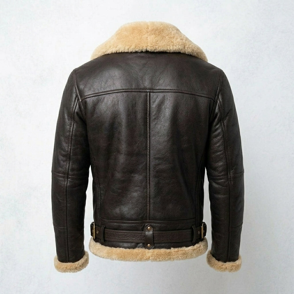 Pinnacle B-3 Shearling Bomber Leather Jacket