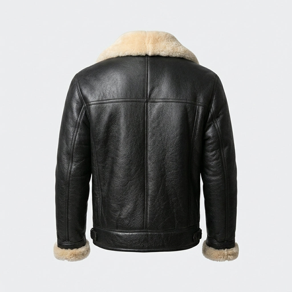 Men’s Short Shearling B-3 Flight Motorcycle Jacket