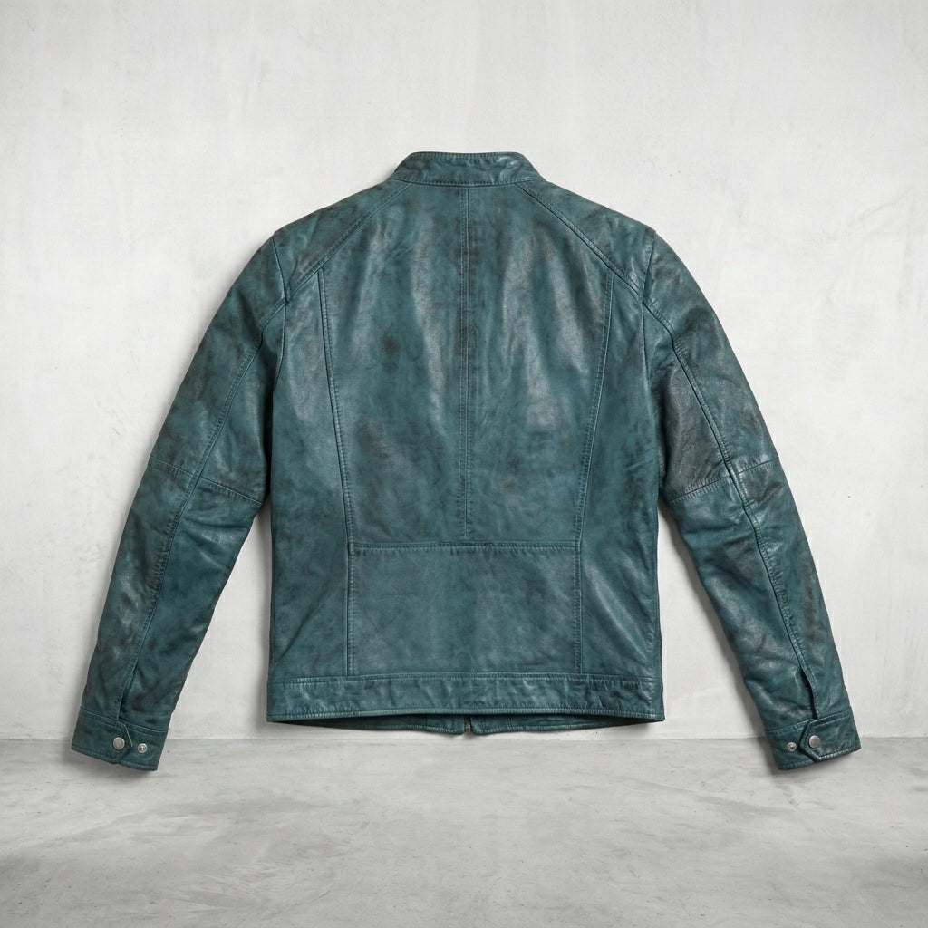 Men’s Cafe Racer Distressed Biker Leather Jacket
