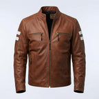 Men’s Red Leather Biker Motorcycle Jacket