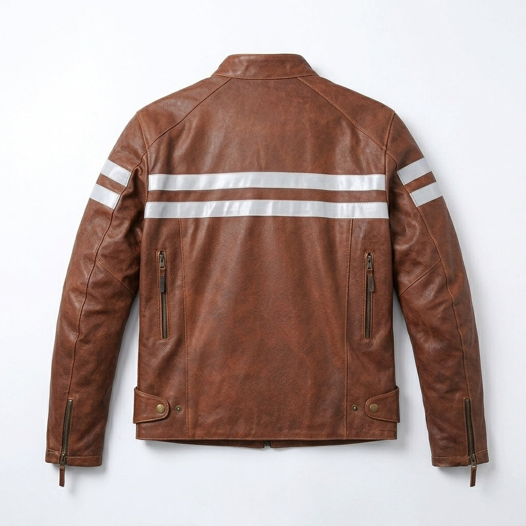 Men’s Red Leather Biker Motorcycle Jacket