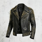 Men’s Black Studded Biker Leather Jacket