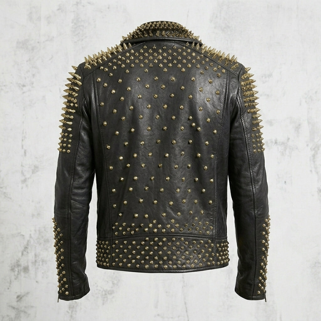 Men’s Black Studded Biker Leather Jacket