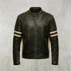 Royal Enfield Black Cafe Racer Motorcycle Jacket