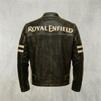 Royal Enfield Black Cafe Racer Motorcycle Jacket