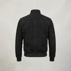 Men’s Black Suede Leather Bomber Jacket