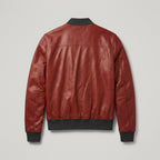 Men’s Red Lambskin Leather Bomber Jacket
