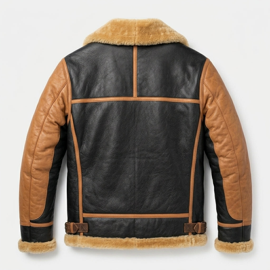 Men’s Real Shearling Leather Bomber Jacket