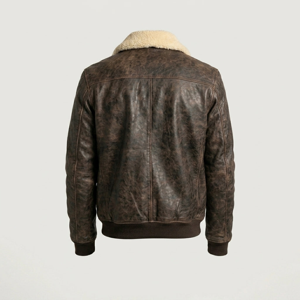 Men’s Classic Shearling Leather Bomber Jacket