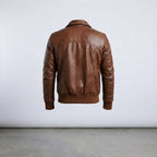 Men’s Vintage Brown Leather Bomber Jacket