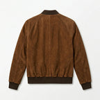 Men’s Stylish Brown Suede Leather Bomber Jacket