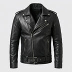 Men’s Black Genuine Leather Biker Jacket