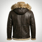 Cockpit USA Dakota Hooded B-3 Shearling Leather Jacket Brown