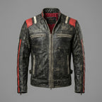 Men’s Black Vintage Cafe Racer Distressed Leather Jacket
