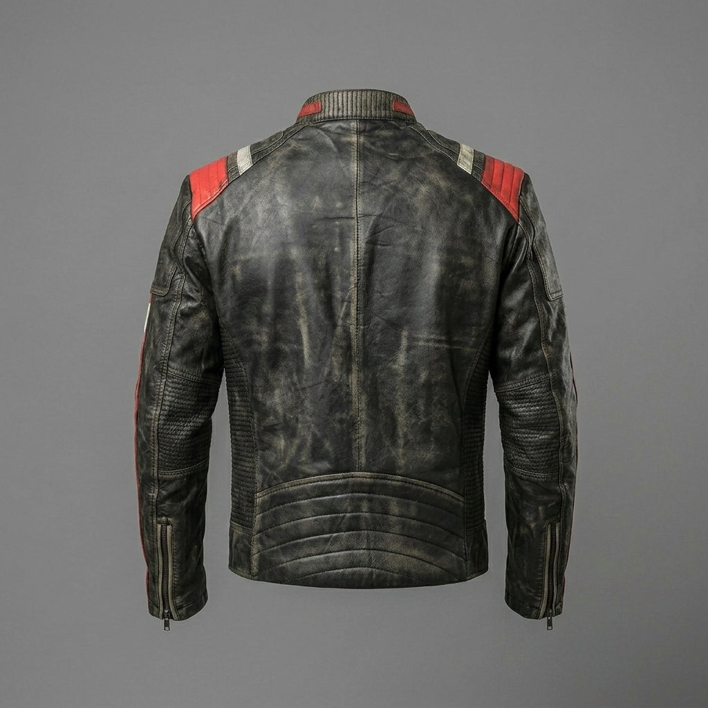 Men’s Black Vintage Cafe Racer Distressed Leather Jacket