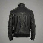 Men’s Black Sheepskin Leather Bomber Jacket