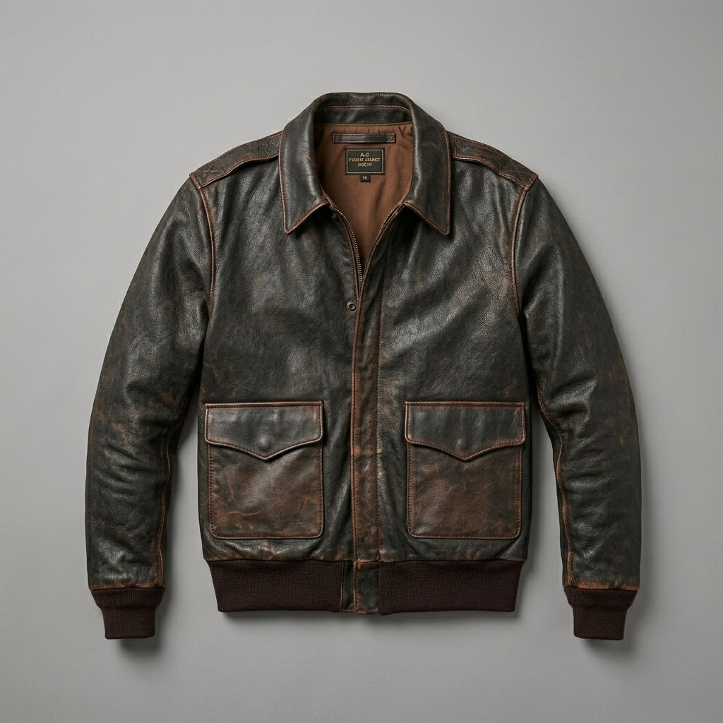 Men’s Brown A2 Aviator Leather Bomber Jacket