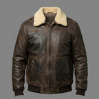 Men’s Vintage A2 Brown Shearling Leather Bomber Jacket