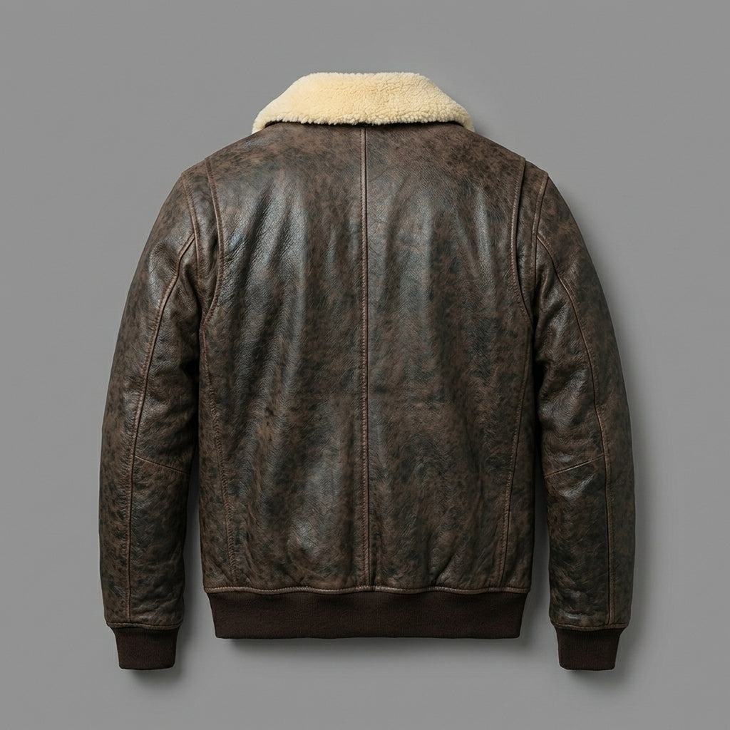 Men’s Vintage A2 Brown Shearling Leather Bomber Jacket