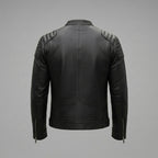 Men’s Black Asymmetrical Leather Biker Jacket – Classic Moto Style