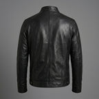 Men’s Vintage Black Cafe Racer Leather Jacket – Classic Biker Style