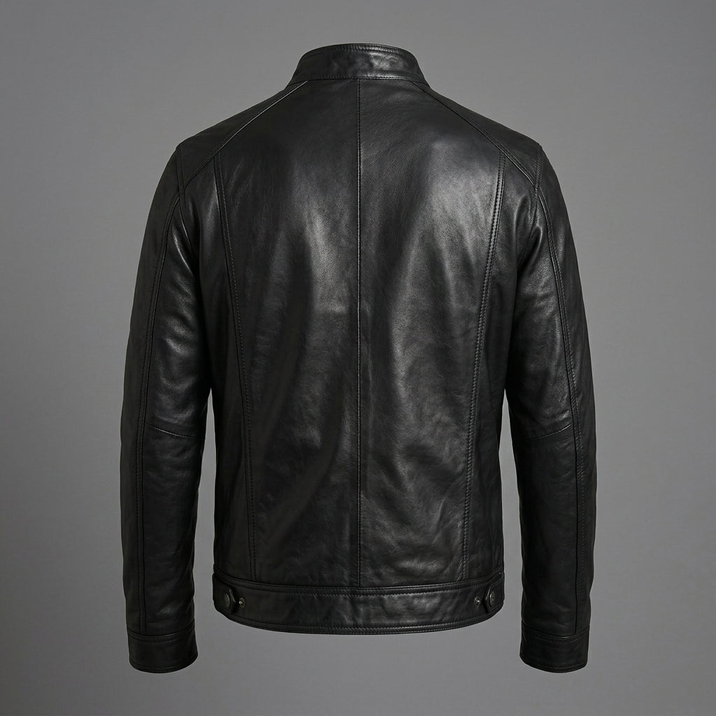 Men’s Vintage Black Cafe Racer Leather Jacket – Classic Biker Style