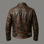 Men’s Vintage Brown Cafe Racer Leather Jacket – Classic Motorcycle Biker