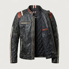Men’s Vintage Distressed Cafe Racer Leather Jacket