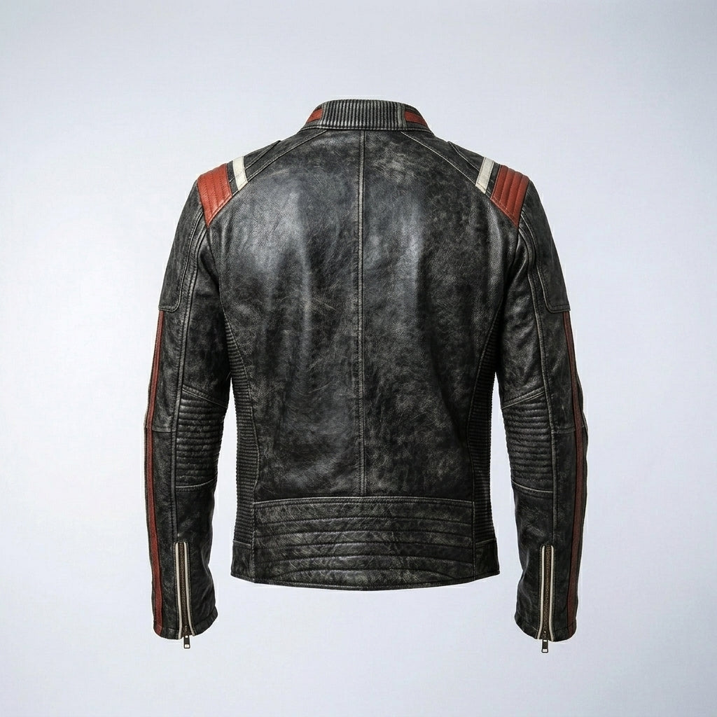 Men’s Vintage Distressed Cafe Racer Leather Jacket