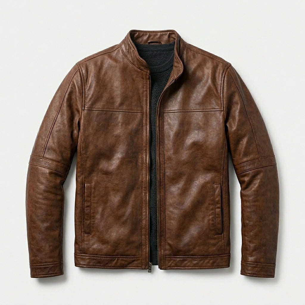 Men’s Vintage Brown Cafe Racer Leather Jacket