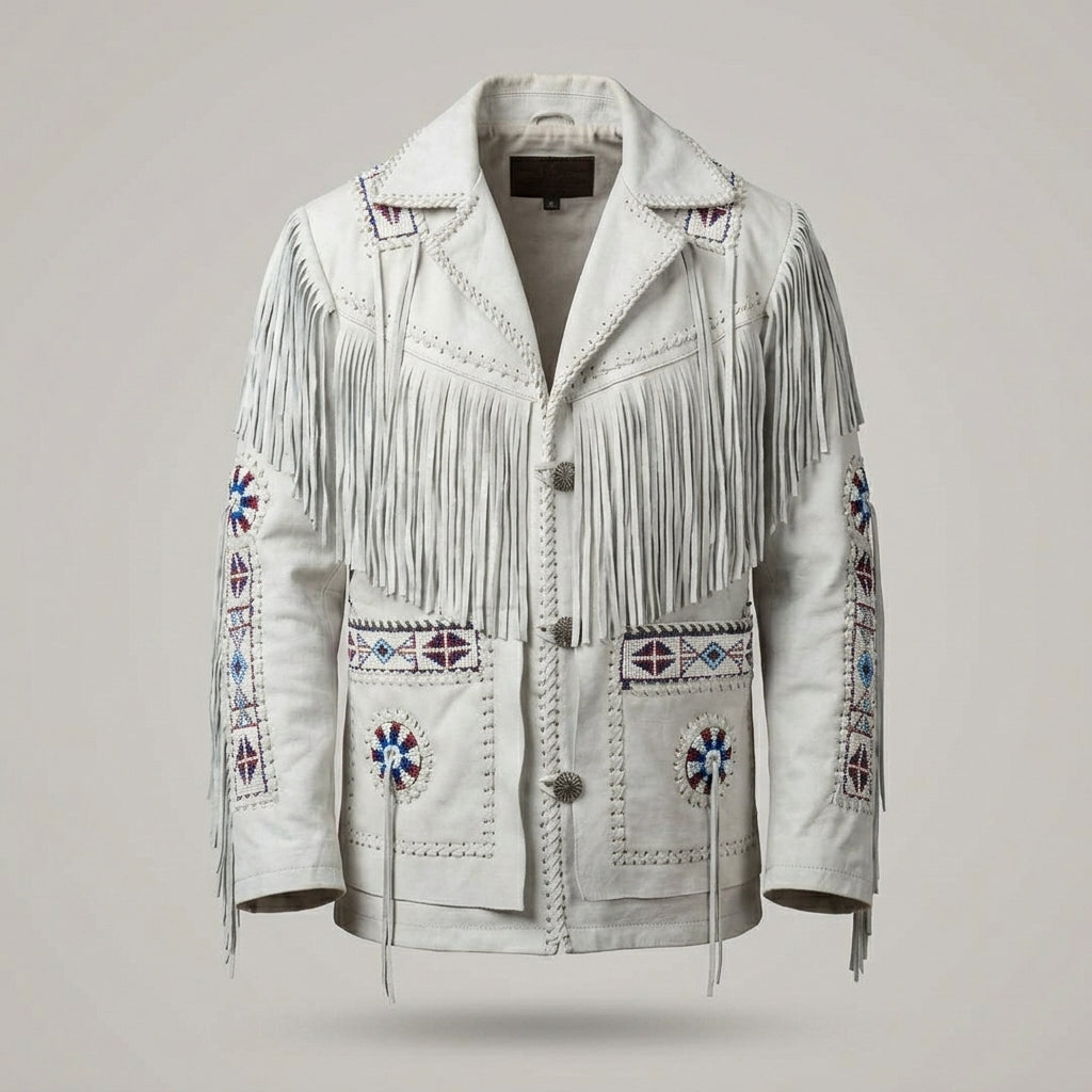 Men’s Cowboy Western Fringe Leather Jacket