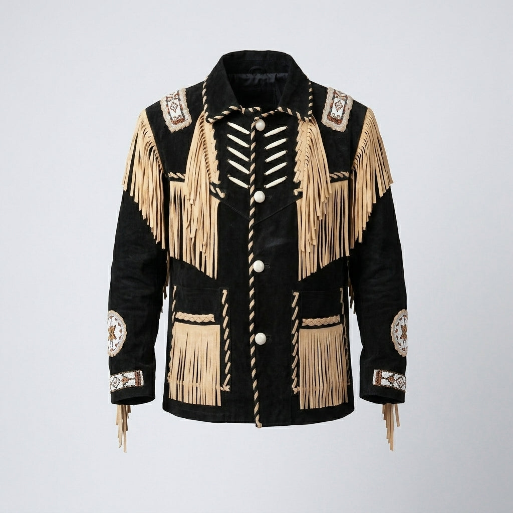 Men’s Black Cowboy Western Leather Jacket