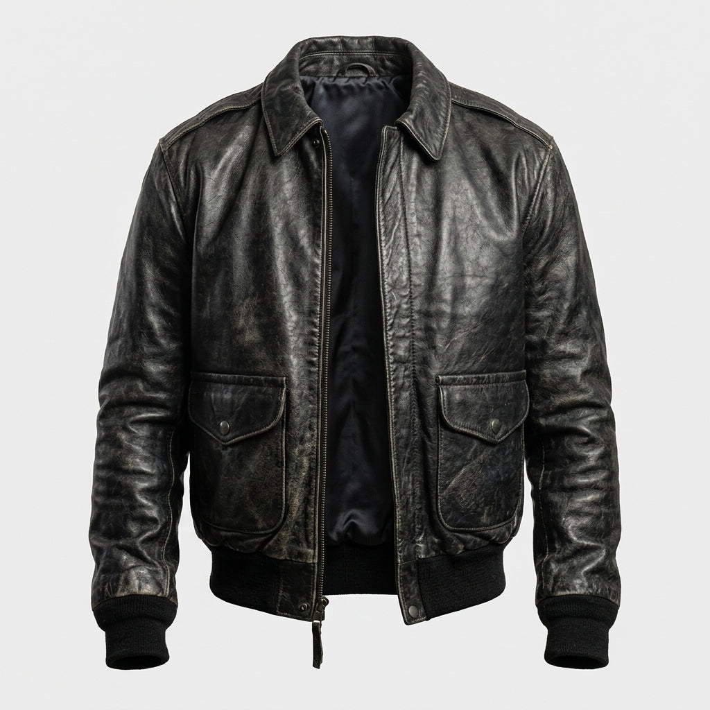Men’s Vintage Military Flight Leather Jacket