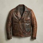 Men’s Vintage D-Pocket Waxed Distressed Leather Jacket