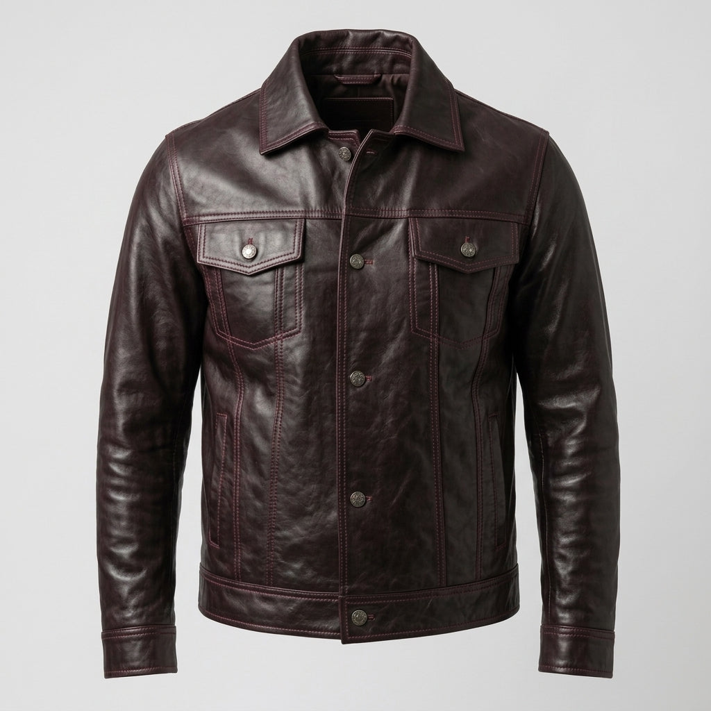 Men’s Classic Leather Harrington Jacket