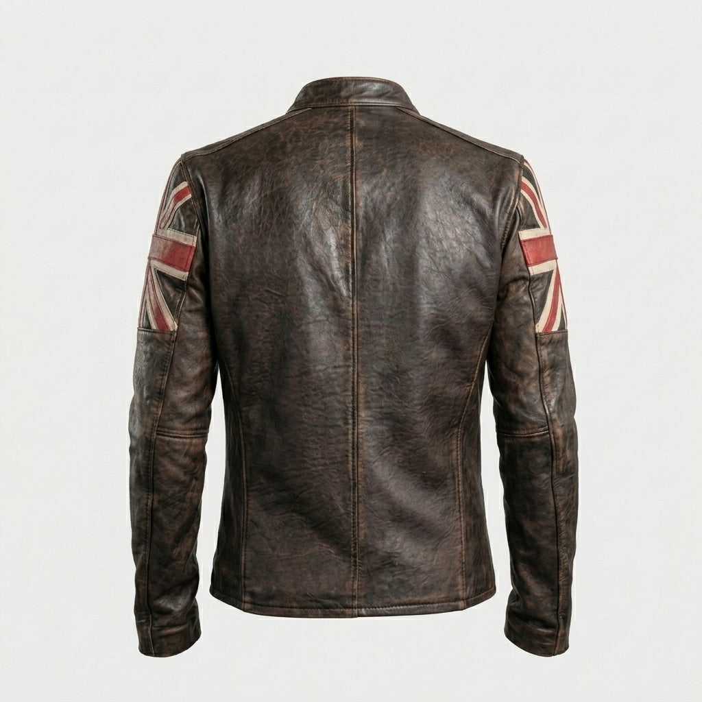 Men’s Union Jack Cafe Racer Leather Jacket