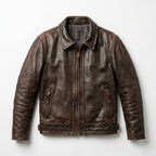Men’s Distressed Brown Cafe Racer Leather Jacket –