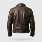 Men’s Distressed Brown Cafe Racer Leather Jacket –