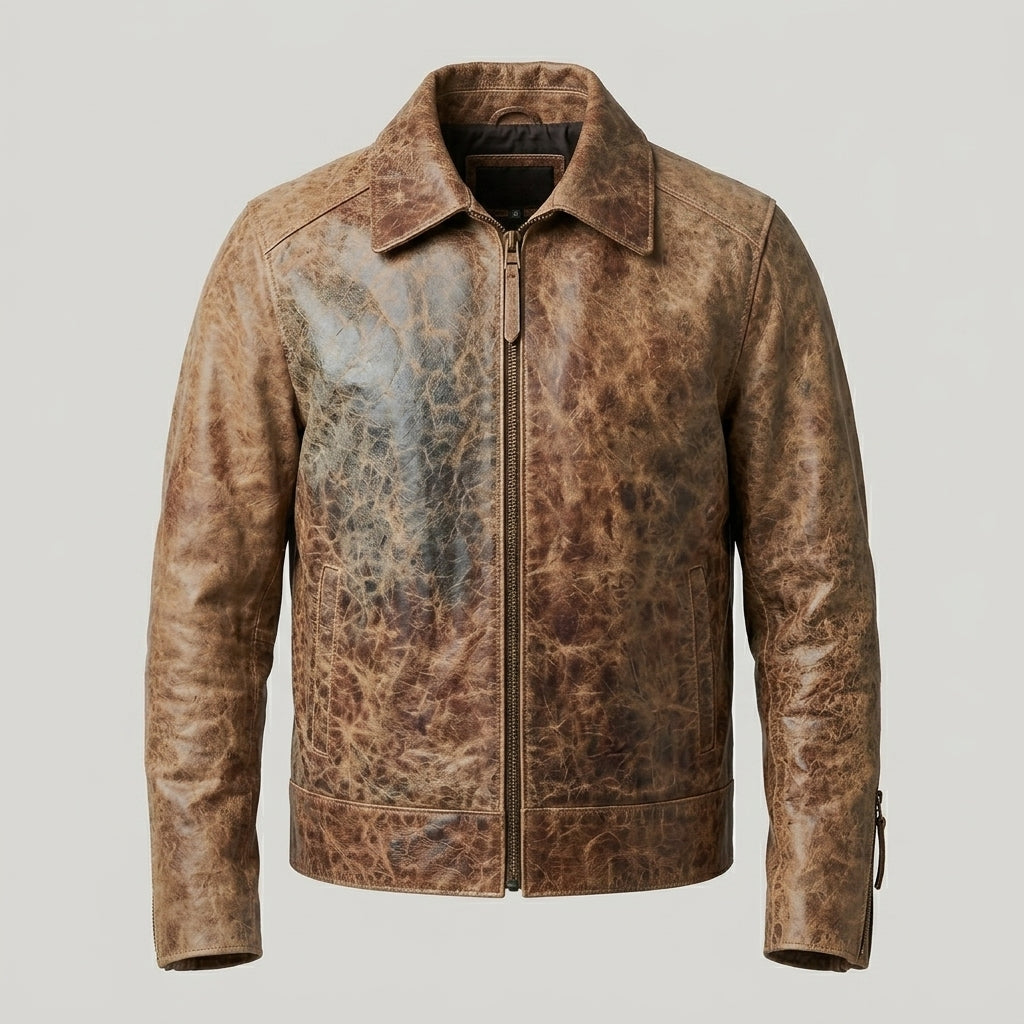 Men’s Vintage Distressed Brown Real Leather Jacket