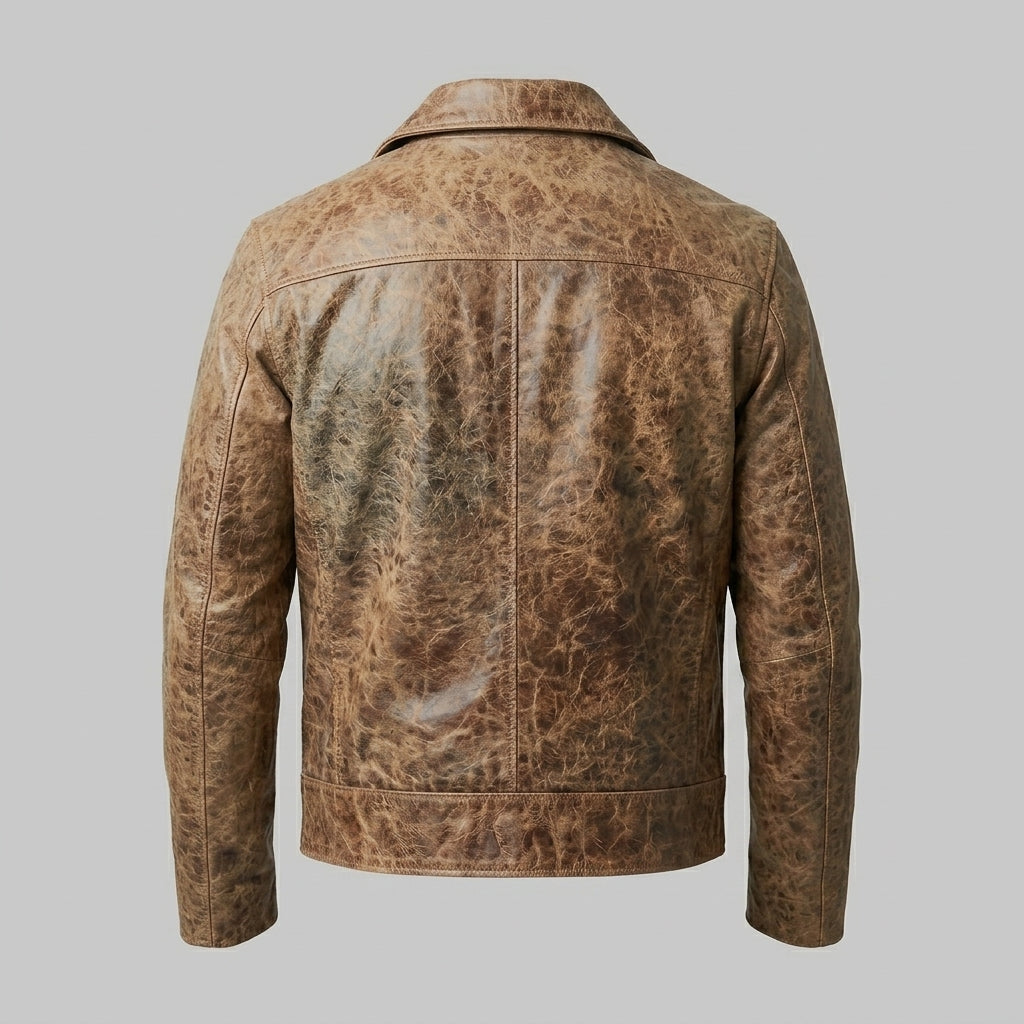 Men’s Vintage Distressed Brown Real Leather Jacket