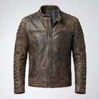 Men’s Distressed Vintage Cafe Racer Leather Jacket
