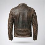 Men’s Distressed Vintage Cafe Racer Leather Jacket