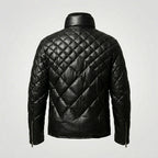 Men’s Black Lambskin Leather Puffer Jacket