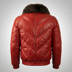 Men’s Premium Red Goose Down Leather Jacket